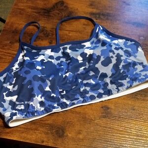 NWOT XXL Fabletics Gorgeous blue/grey/white Padded Wirefree Sports Bra